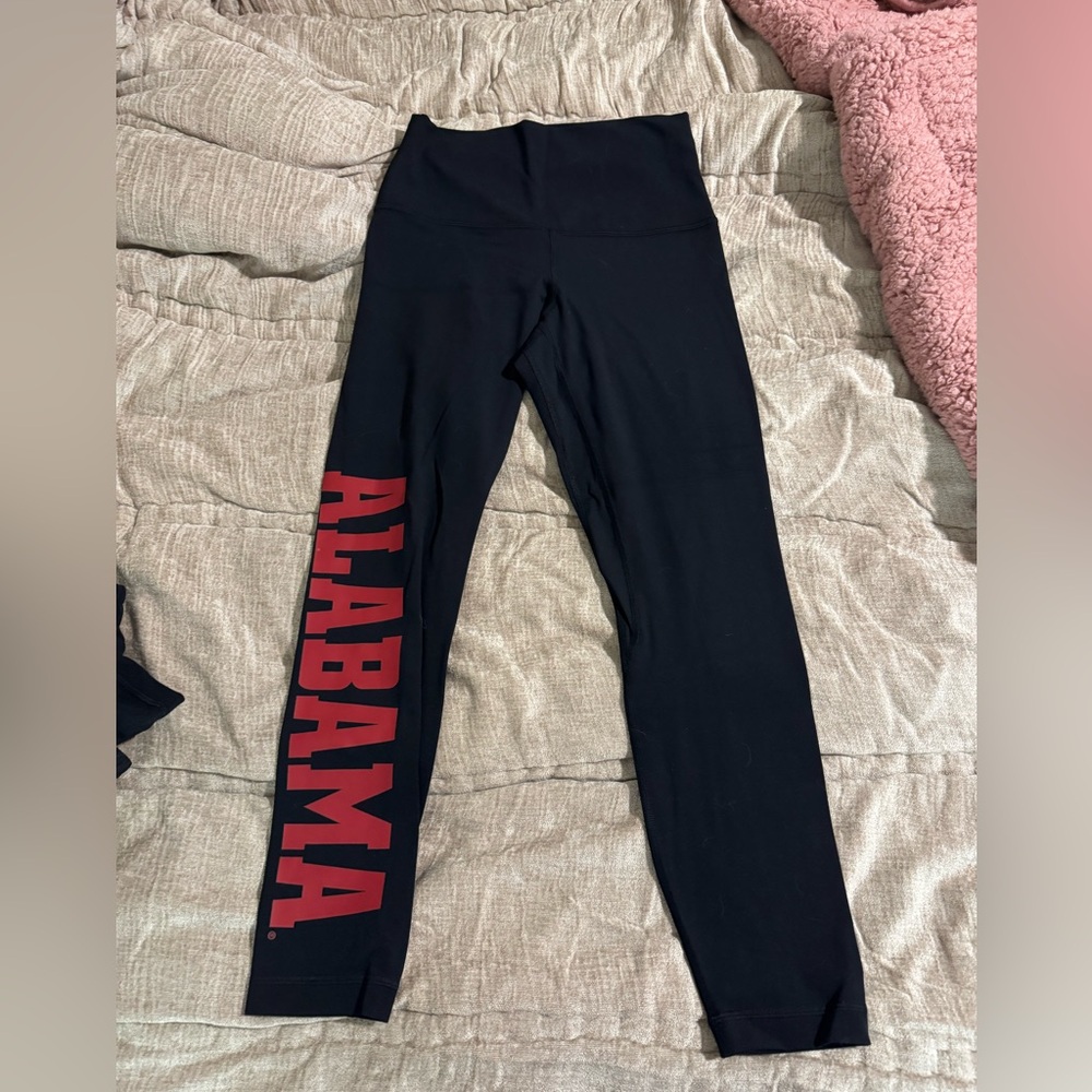 Black lululemon Leggings with Red 'ALABAMA' Side Print